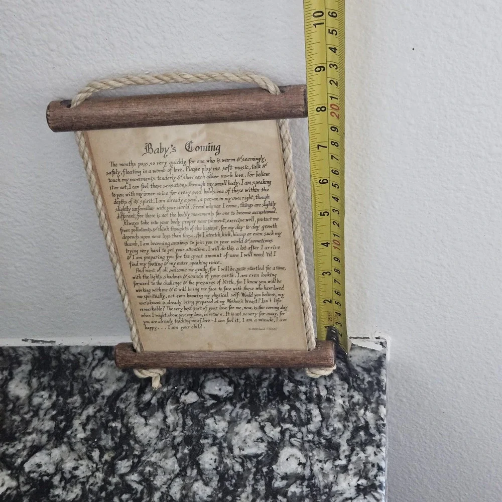 Baby Coming Poem by Carol FITCHETT, 1982, The SCROLL SHOP Inc Boho Chic‎ Decor